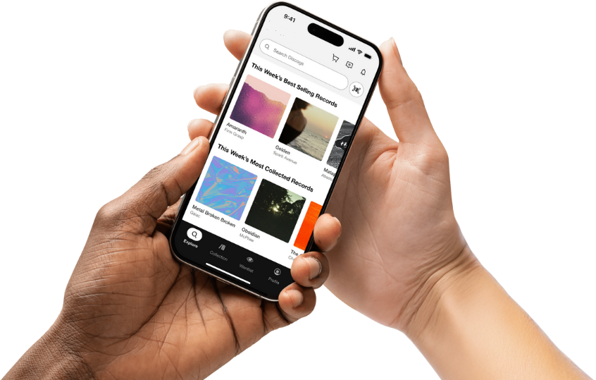 Phone with the Discogs app